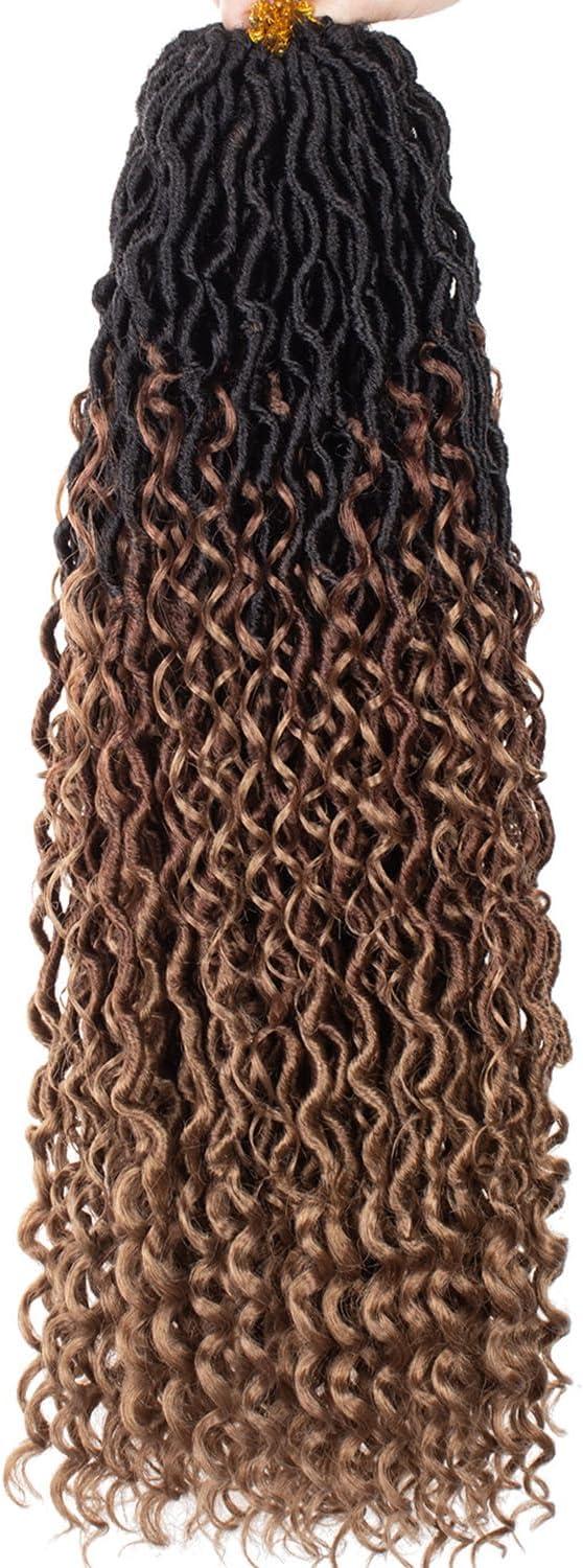 image:image14 Inch 8 Packs Ombre River Goddess Faux Locs Crochet Hair Wavy With Curly Ends Prelooped River Locs Synthetic Crochet Braiding Faux Locs Hair Extensions 14StrandsPack T301B3027
