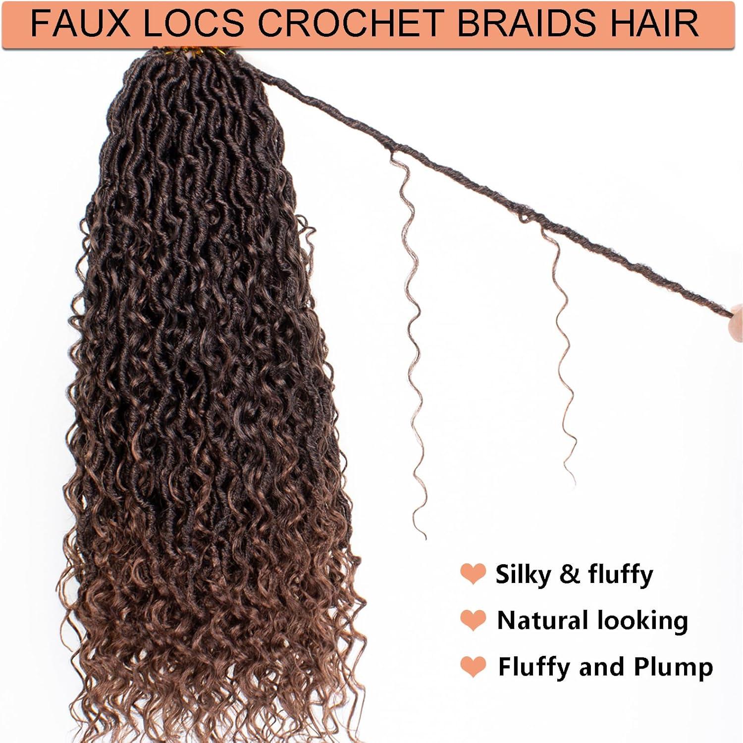 image:image14 Inch 8 Packs Ombre River Goddess Faux Locs Crochet Hair Wavy With Curly Ends Prelooped River Locs Synthetic Crochet Braiding Faux Locs Hair Extensions 14StrandsPack T30T30