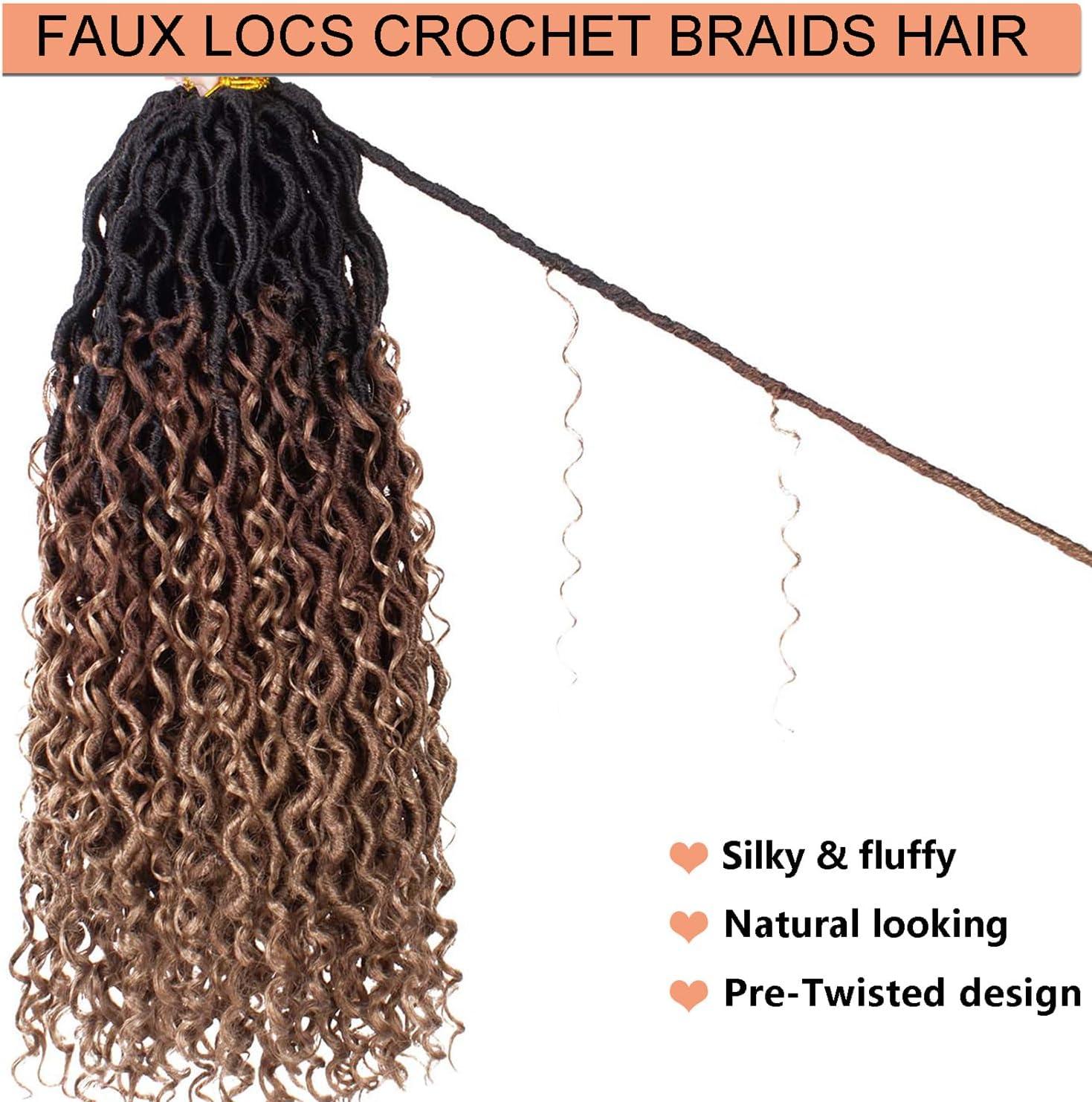 image:image14 Inch 8 Packs Ombre River Goddess Faux Locs Crochet Hair Wavy With Curly Ends Prelooped River Locs Synthetic Crochet Braiding Faux Locs Hair Extensions 14StrandsPack T301B3027
