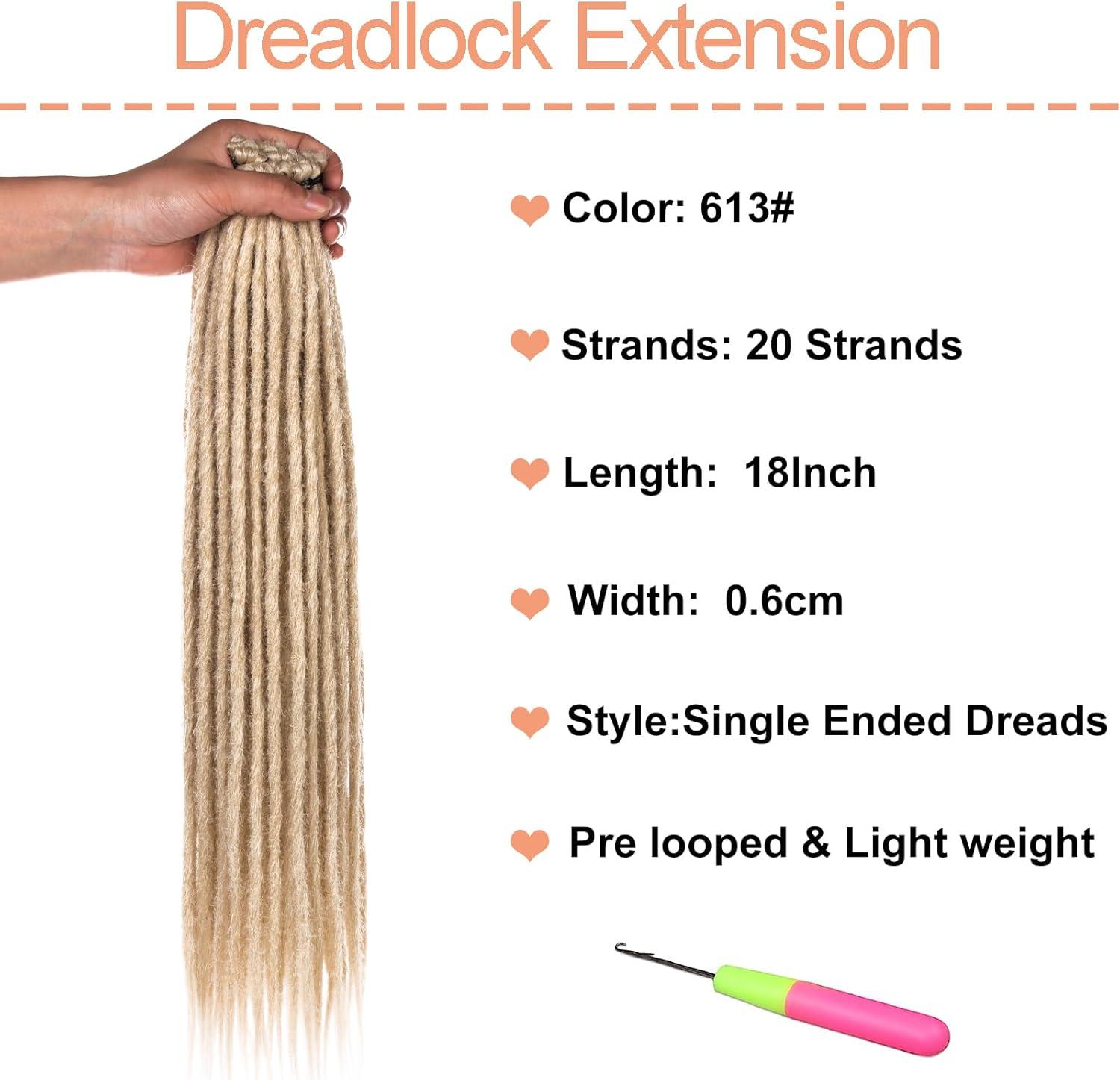 image:imageExtensions de dreadlocks synthtiques blondes de 457 cm 20 brins de 06 cm de largeur 613