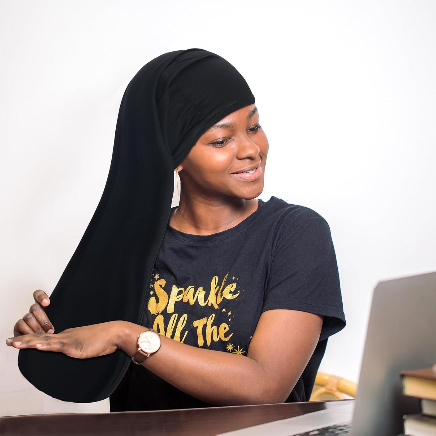 image:imageLot de 2 bonnets de dreadlocks Jumbo noirs pour dreadlocks Accessoires de cheveux pour homme et femmeNoir