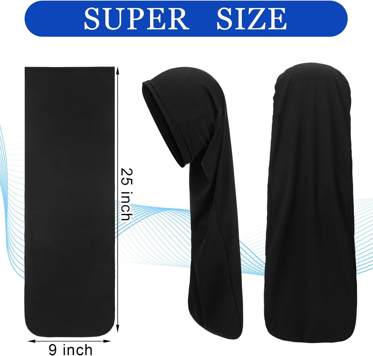 image:imageLot de 2 bonnets de dreadlocks Jumbo noirs pour dreadlocks Accessoires de cheveux pour homme et femmeNoir