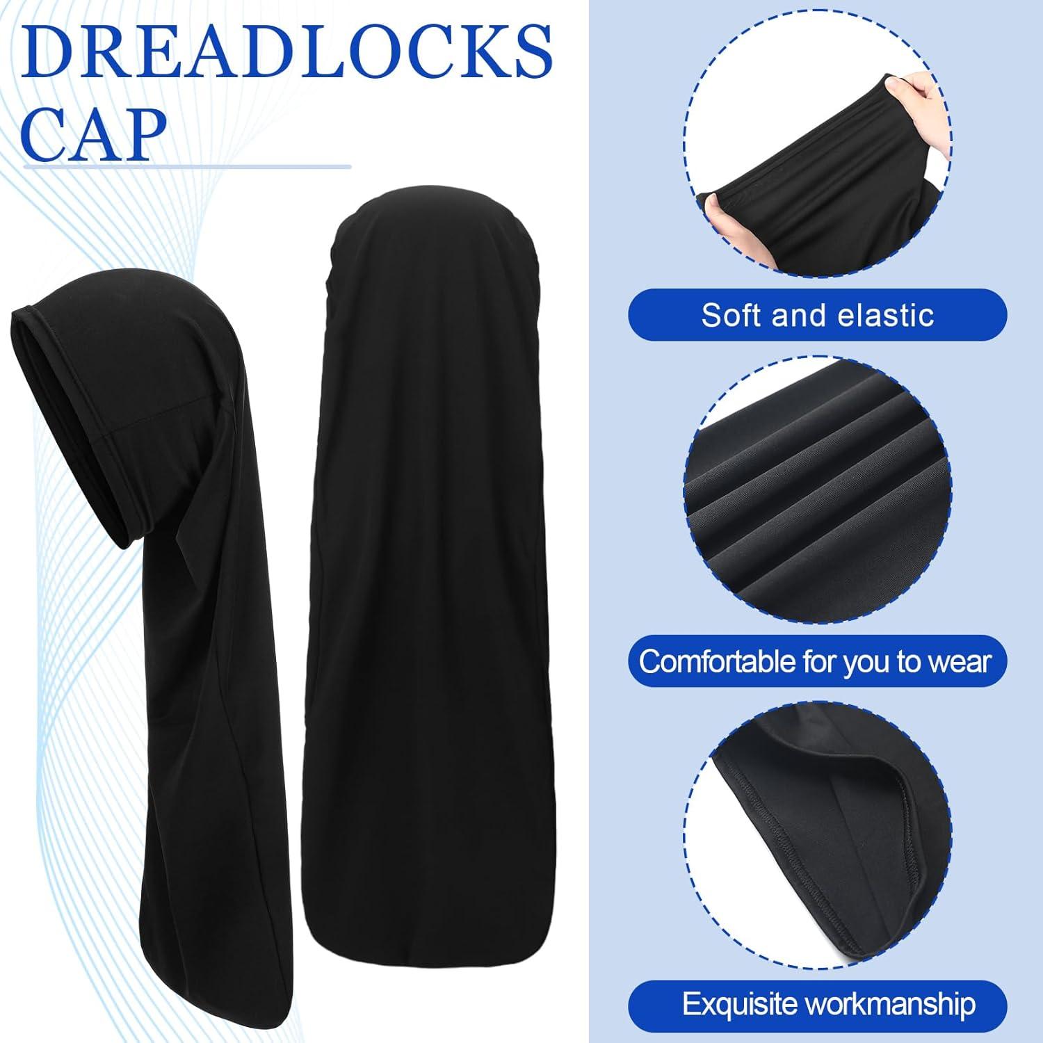 image:imageLot de 2 bonnets de dreadlocks Jumbo noirs pour dreadlocks Accessoires de cheveux pour homme et femmeNoir
