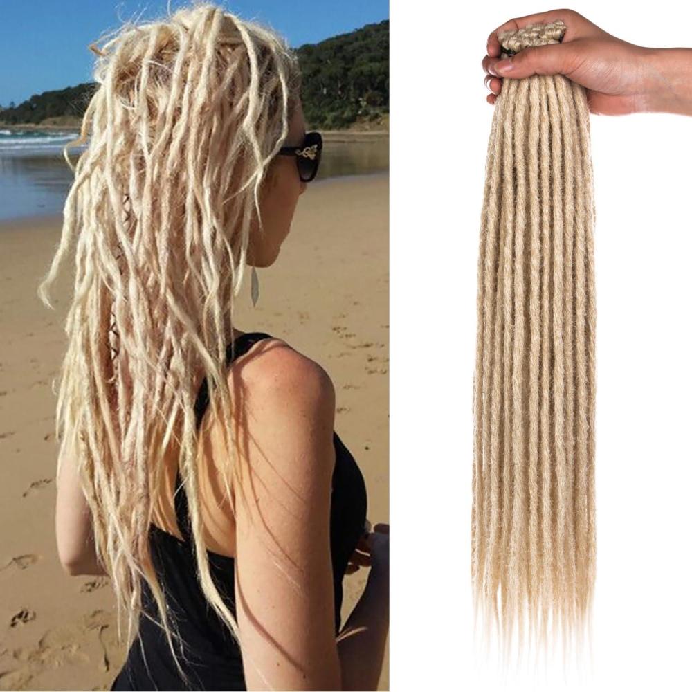 image:imageExtensions de dreadlocks synthtiques blondes de 457 cm 20 brins de 06 cm de largeur 613