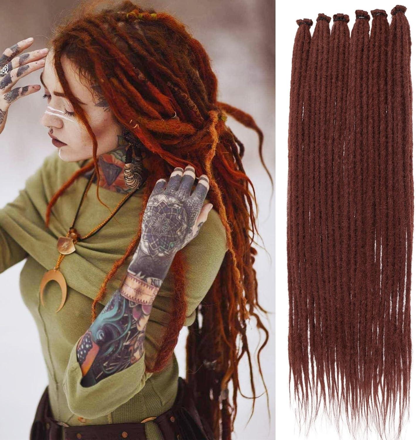 image:image20 brins 18 pouces Dreadlock Extensions Reggae HipHop Cheveux Synthtiques Crochet Tresses Extensions de Cheveux Minces 06cm Handmade Loc Crochet Cheveux Blonds 613350
