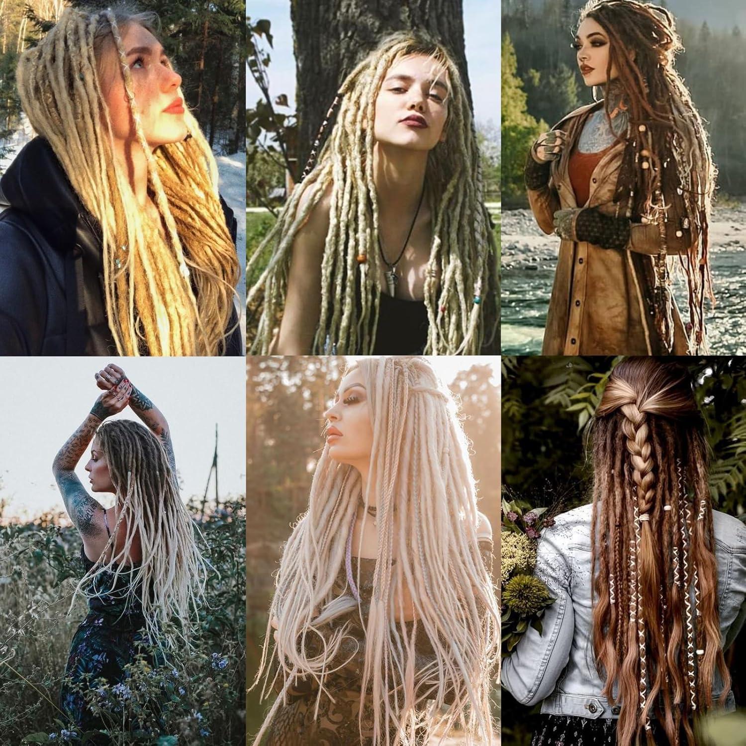 image:image20 brins 18 pouces Dreadlock Extensions Reggae HipHop Cheveux Synthtiques Crochet Tresses Extensions de Cheveux Minces 06cm Handmade Loc Crochet Cheveux Blonds 613350