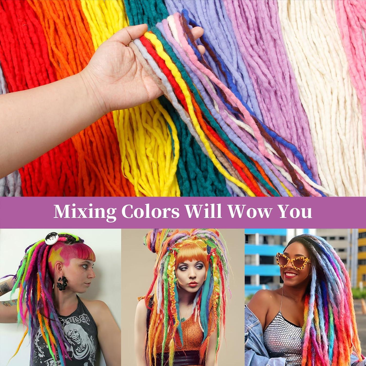 image:imageExtension Dreadlocks22 pouces Double Ended Dreadlocks ExtensionsDreads Tresser15 cheveaux Orange40 Handmade Wool HipHop Reggae Braid In Dreads Dreadlock Extensions For WomenPPurple