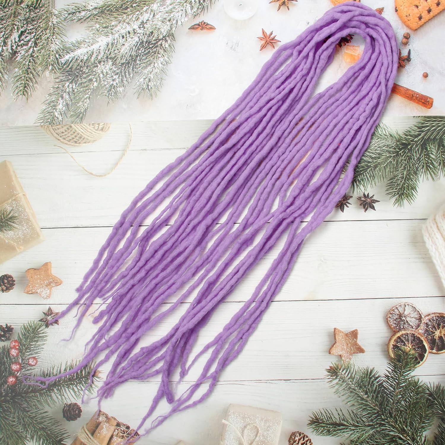 image:imageExtension Dreadlocks22 pouces Double Ended Dreadlocks ExtensionsDreads Tresser15 cheveaux Orange40 Handmade Wool HipHop Reggae Braid In Dreads Dreadlock Extensions For WomenLight Purple18