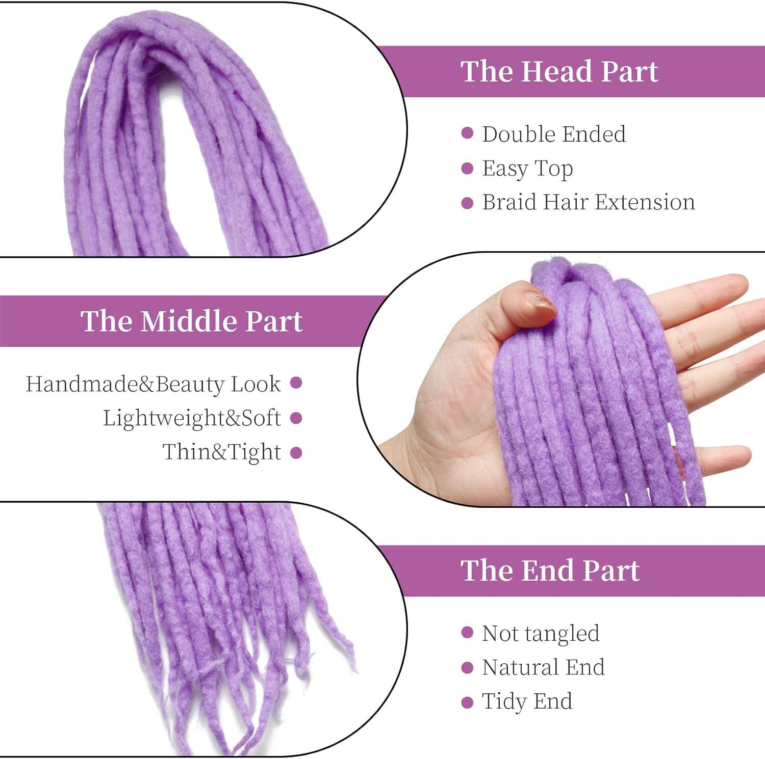 image:imageExtension Dreadlocks22 pouces Double Ended Dreadlocks ExtensionsDreads Tresser15 cheveaux Orange40 Handmade Wool HipHop Reggae Braid In Dreads Dreadlock Extensions For WomenLight Purple18