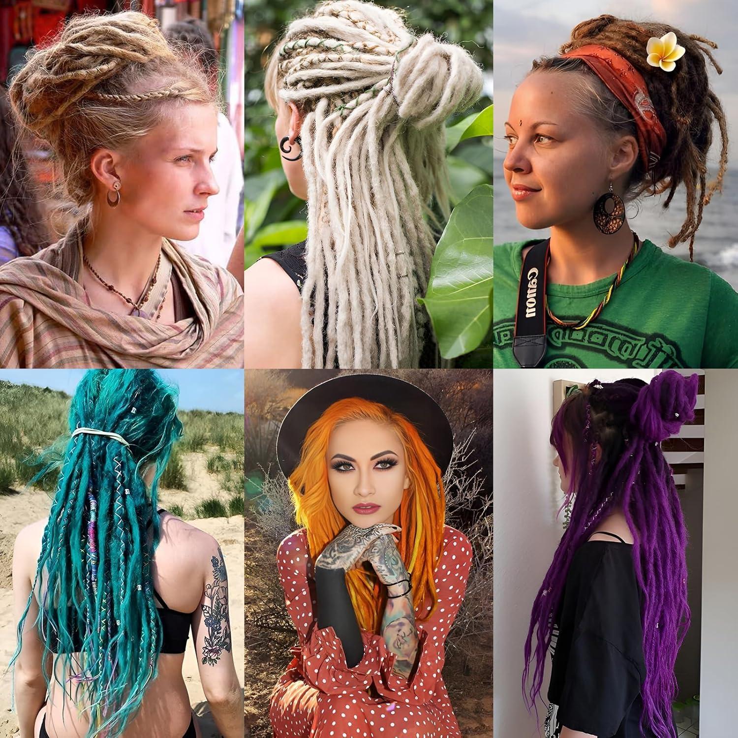 image:imageExtension Dreadlocks22 pouces Double Ended Dreadlocks ExtensionsDreads Tresser15 cheveaux Orange40 Handmade Wool HipHop Reggae Braid In Dreads Dreadlock Extensions For WomenPPurple