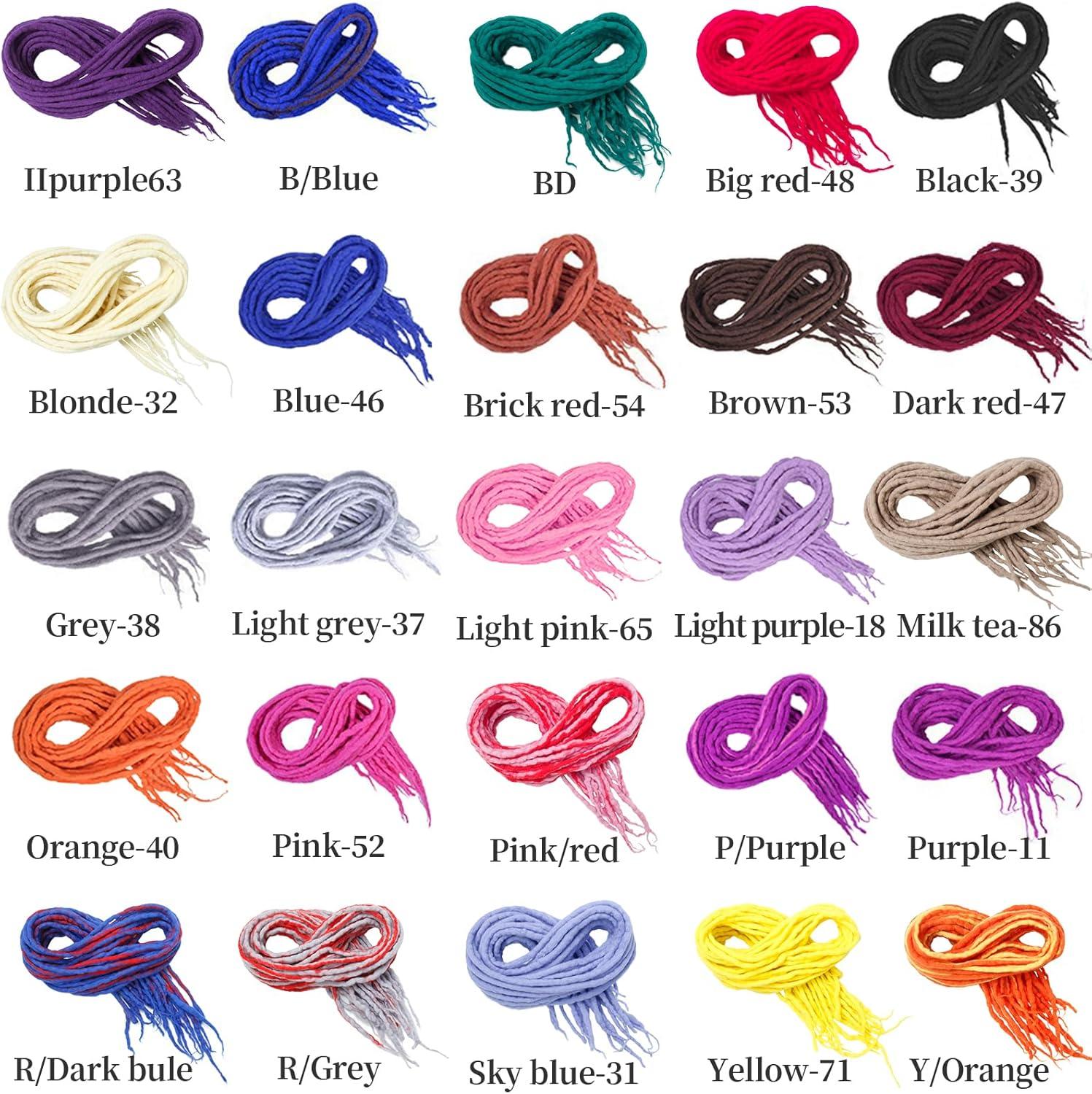image:imageExtension Dreadlocks22 pouces Double Ended Dreadlocks ExtensionsDreads Tresser15 cheveaux Orange40 Handmade Wool HipHop Reggae Braid In Dreads Dreadlock Extensions For WomenLight Purple18