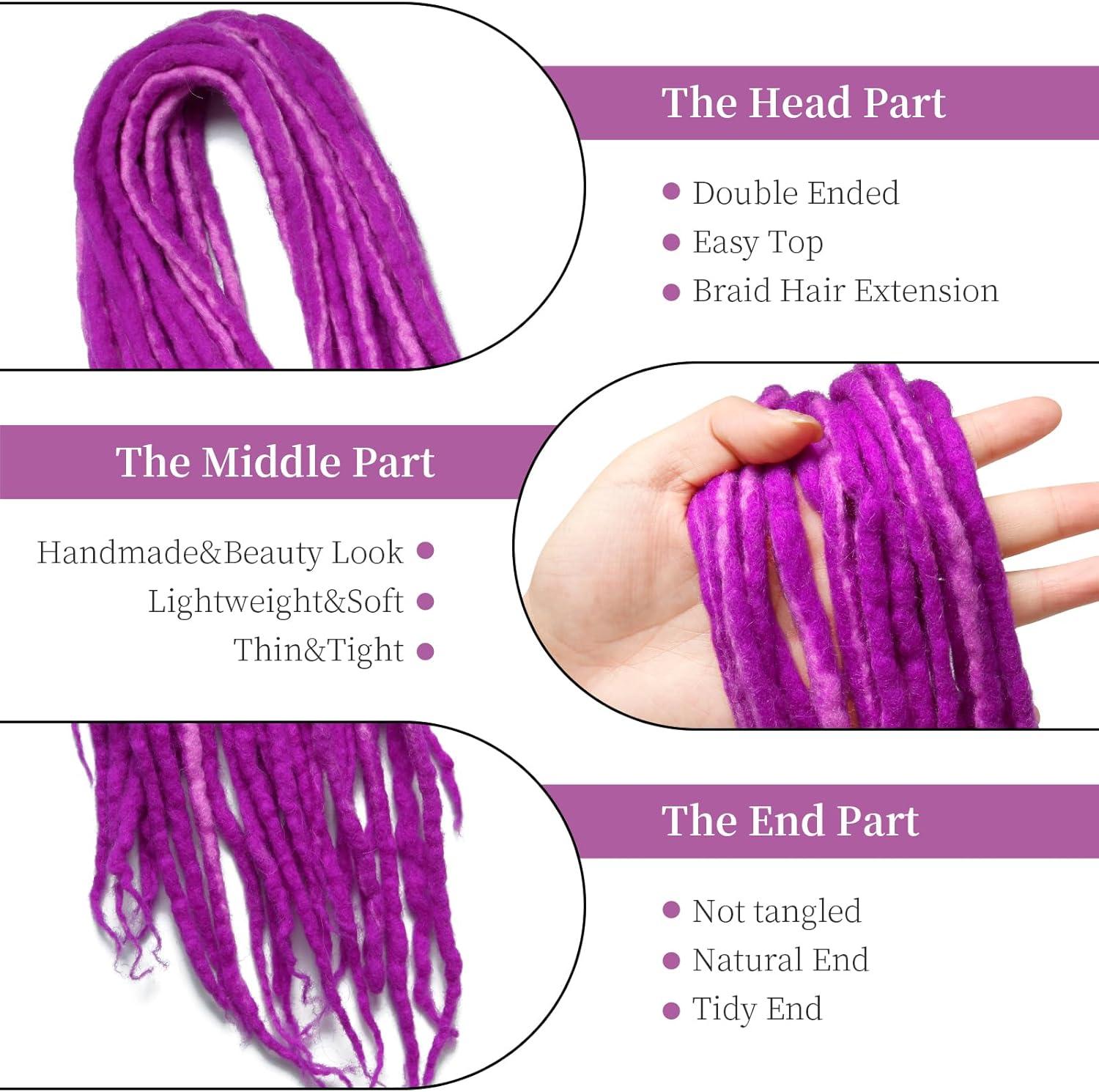 image:imageExtension Dreadlocks22 pouces Double Ended Dreadlocks ExtensionsDreads Tresser15 cheveaux Orange40 Handmade Wool HipHop Reggae Braid In Dreads Dreadlock Extensions For WomenPPurple