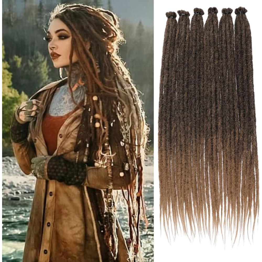 image:image20 brins 18 pouces Dreadlock Extensions Reggae HipHop Cheveux Synthtiques Crochet Tresses Extensions de Cheveux Minces 06cm Handmade Loc Crochet Cheveux Blonds 613T27