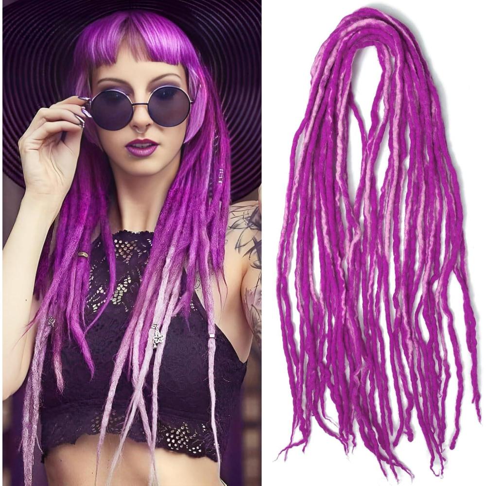 image:imageExtension Dreadlocks22 pouces Double Ended Dreadlocks ExtensionsDreads Tresser15 cheveaux Orange40 Handmade Wool HipHop Reggae Braid In Dreads Dreadlock Extensions For WomenPPurple