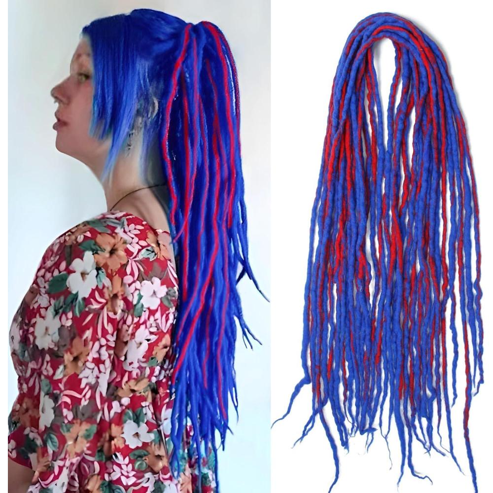 image:imageExtension Dreadlocks22 pouces Double Ended Dreadlocks ExtensionsDreads Tresser15 cheveaux Orange40 Handmade Wool HipHop Reggae Braid In Dreads Dreadlock Extensions For WomenRDark Blue