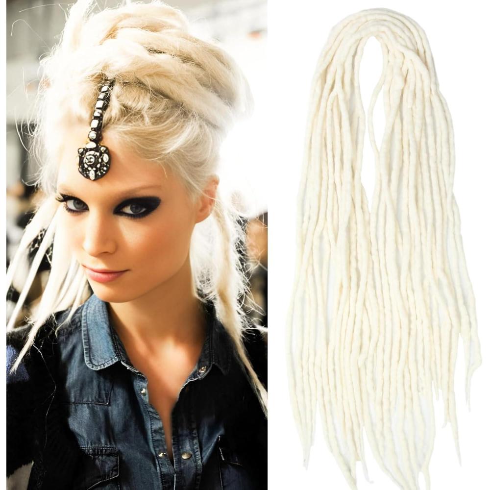 image:imageExtension Dreadlocks22 pouces Double Ended Dreadlocks ExtensionsDreads Tresser15 cheveaux Orange40 Handmade Wool HipHop Reggae Braid In Dreads Dreadlock Extensions For WomenBlonde32