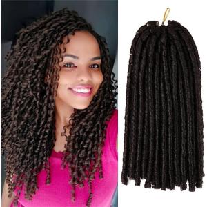 1 lot de fausses dreadlocks au crochet de 91,4 cm, dreadlocks ondulées de déesse courtes (20 racines/paquet) #1B(#Dark Browm)