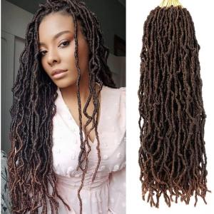 1 lot de fausses dreadlocks au crochet de 91,4 cm, dreadlocks ondulées de déesse courtes (20 racines/paquet) #1B(#T1B/30)