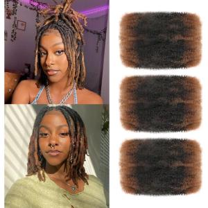 Afro Kinky Curly Braiding Bulk Hair For Mini Twists Afro Kinkys Bulk Synthetic Hair Cuban Twist Hair Soft Locs Micro Spring Twist For Dreadlocks Loc Repair (4#, 8 Inch (Pack of 3))(T30#)