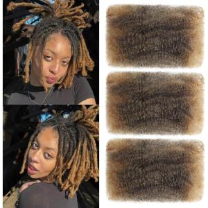 Afro Kinky Curly Braiding Bulk Hair For Mini Twists Afro Kinkys Bulk Synthetic Hair Cuban Twist Hair Soft Locs Micro Spring Twist For Dreadlocks Loc Repair (4#, 8 Inch (Pack of 3))(T4/27)