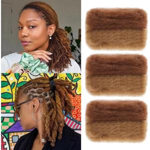 Afro Kinky Curly Braiding Bulk Hair For Mini Twists Afro Kinkys Bulk Synthetic Hair Cuban Twist Hair Soft Locs Micro Spring Twist For Dreadlocks Loc Repair (4#, 8 Inch (Pack of 3))(P30/27#)