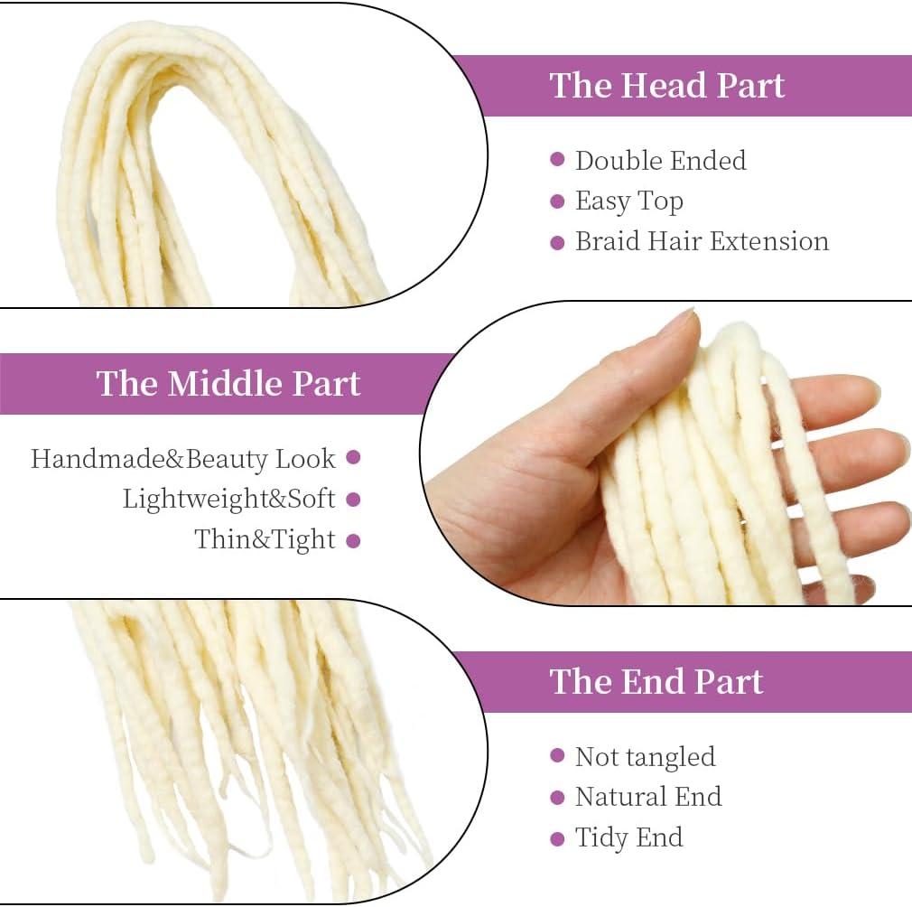 image:image22quot Double Ended Dreadlocks Extensions 15 StrandsPack Dark Red Handmade Wool Dreadlocks HipHop Reggae Braid in DreadsBlonde