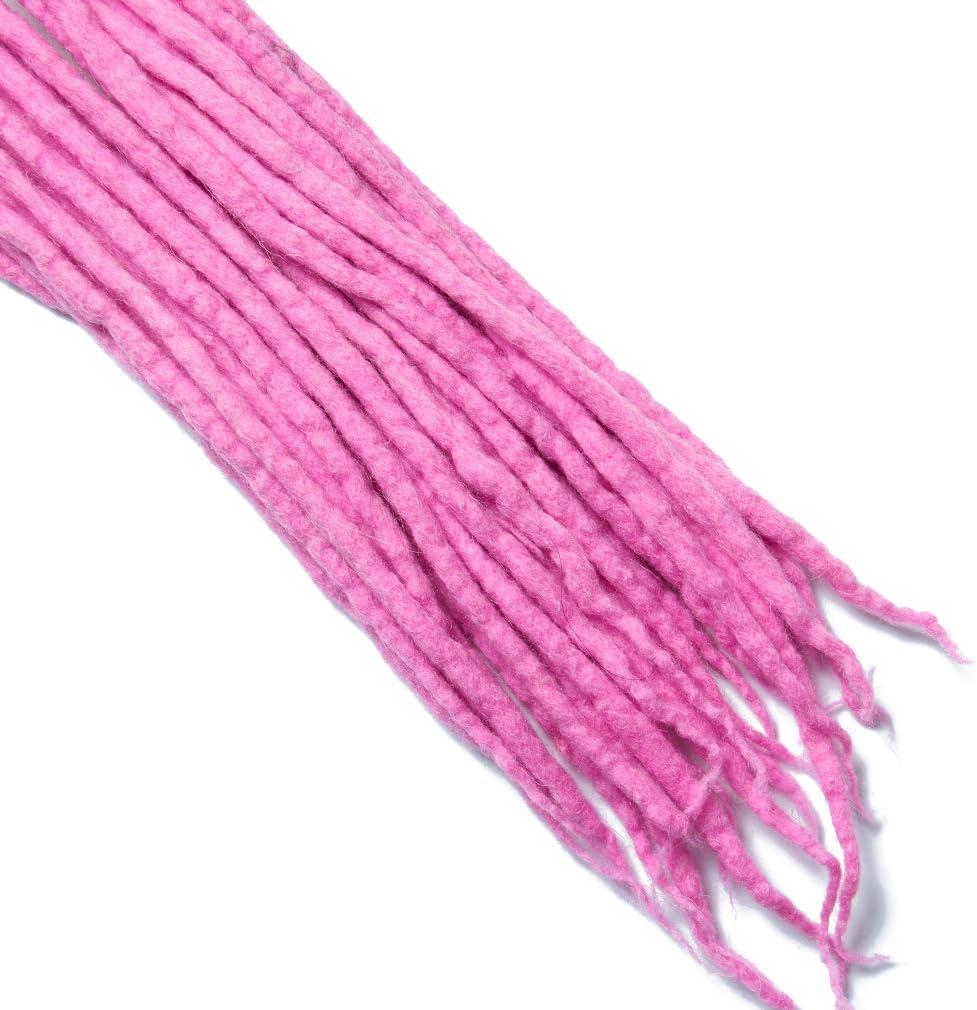 image:image22quot Double Ended Dreadlocks Extensions 15 StrandsPack Dark Red Handmade Wool Dreadlocks HipHop Reggae Braid in DreadsLight Pink