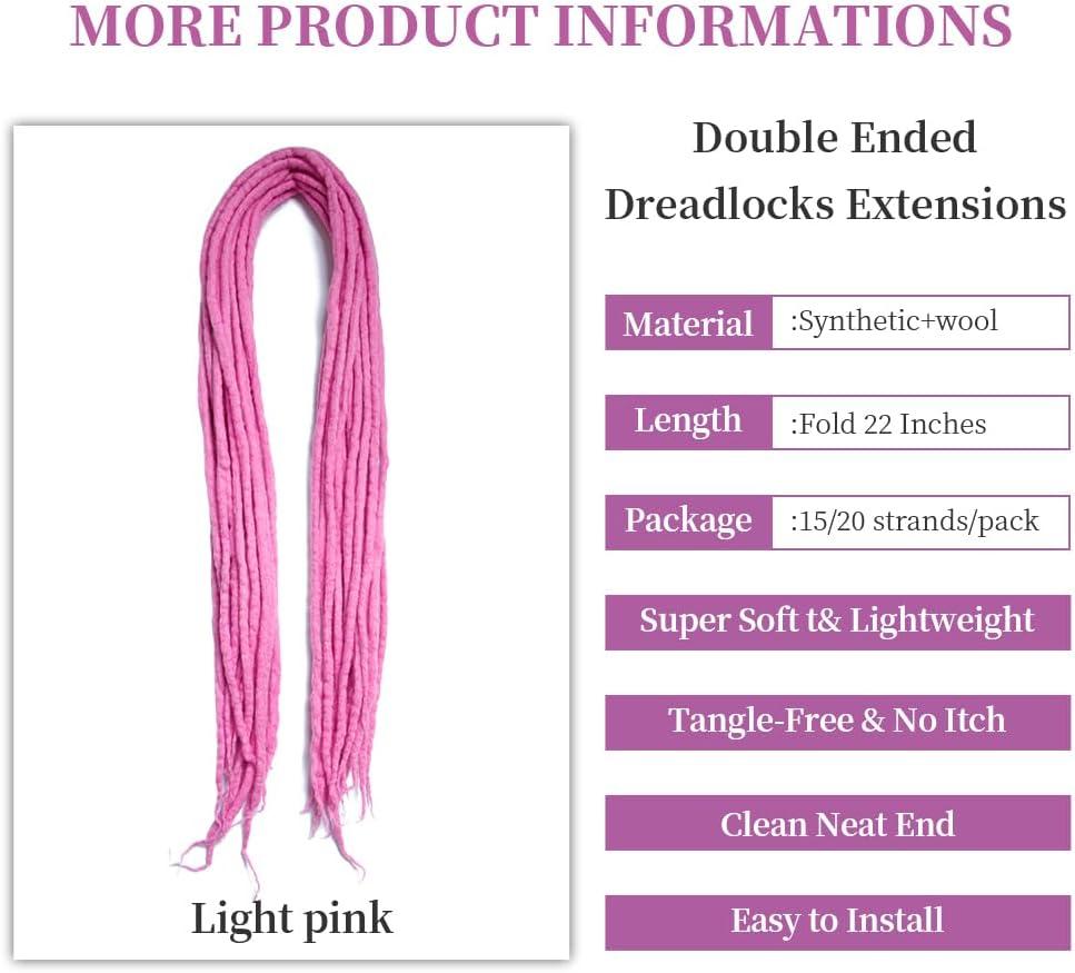 image:image22quot Double Ended Dreadlocks Extensions 15 StrandsPack Dark Red Handmade Wool Dreadlocks HipHop Reggae Braid in DreadsLight Pink