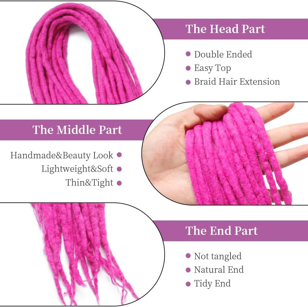 image:image22quot Double Ended Dreadlocks Extensions 15 StrandsPack Dark Red Handmade Wool Dreadlocks HipHop Reggae Braid in DreadsRose Red