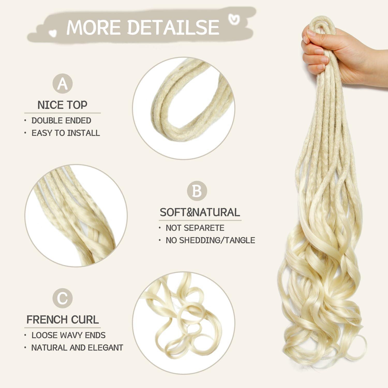 image:imageExtensions dreadlocks fines de 506 cm une extrmit 15 brinspaquet synthtiques douces fausses dreadlocks reggae crochet tresses une extrmit gris clairCurl613