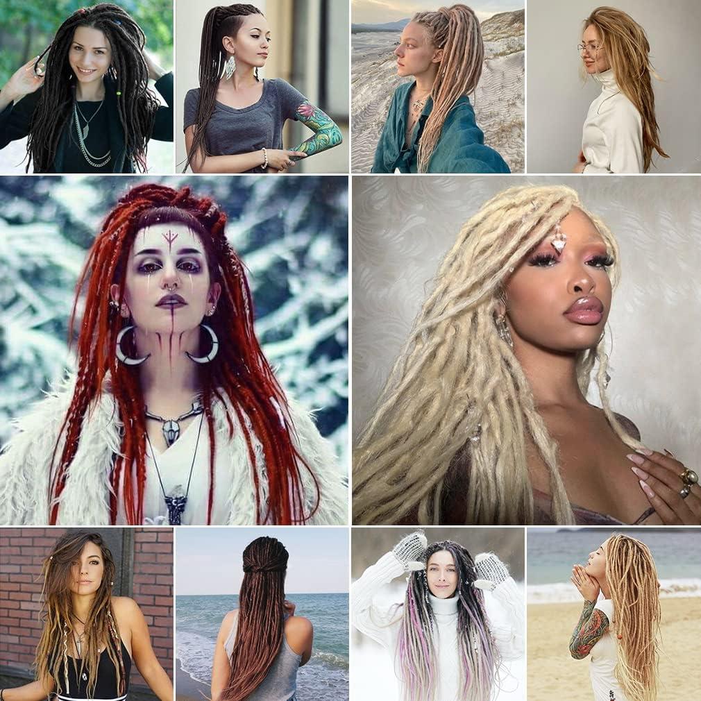 image:imageExtensions dreadlocks fines de 506 cm une extrmit 15 brinspaquet synthtiques douces fausses dreadlocks reggae crochet tresses une extrmit gris clairSE4