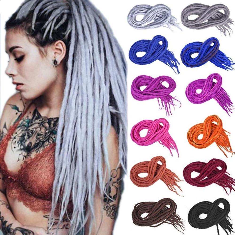 image:image22quot Double Ended Dreadlocks Extensions 15 StrandsPack Dark Red Handmade Wool Dreadlocks HipHop Reggae Braid in DreadsBlue