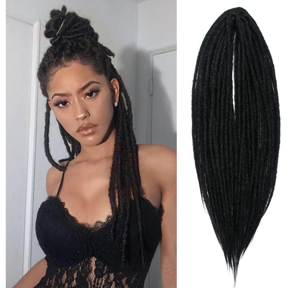 image:imageExtensions dreadlocks fines de 506 cm une extrmit 15 brinspaquet synthtiques douces fausses dreadlocks reggae crochet tresses une extrmit gris clairDEBlack