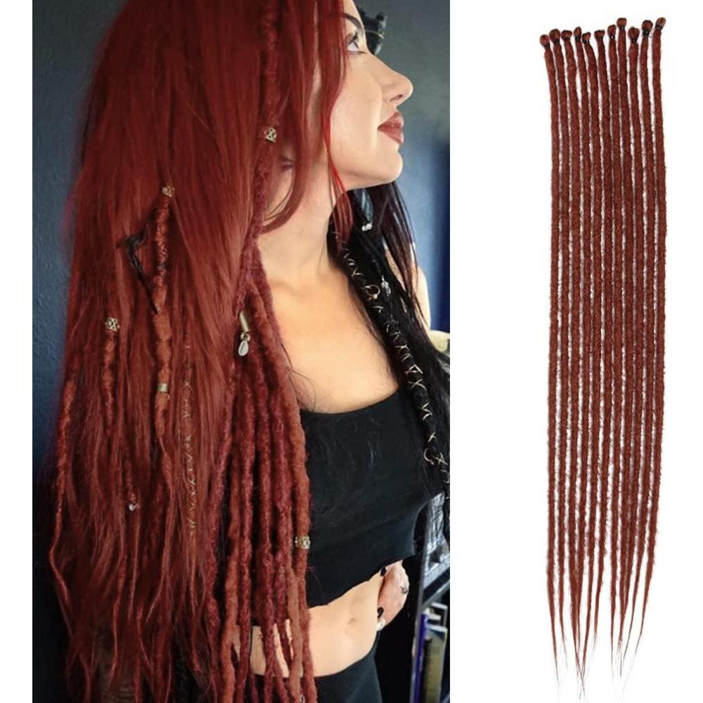 image:imageExtensions dreadlocks fines de 506 cm une extrmit 15 brinspaquet synthtiques douces fausses dreadlocks reggae crochet tresses une extrmit gris clairRouge cuivre