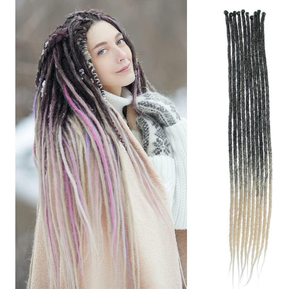 image:imageExtensions dreadlocks fines de 506 cm une extrmit 15 brinspaquet synthtiques douces fausses dreadlocks reggae crochet tresses une extrmit gris clairSE1B613