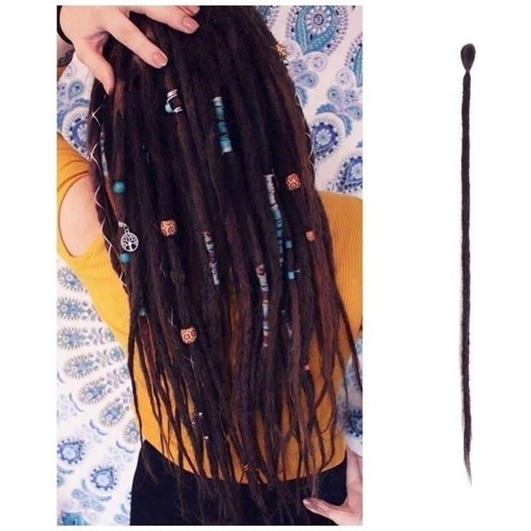 image:imageSant Extensions de dreadlocks faites la main 5 brins de dreadlocks synthtiques 10 cm Faux Twist Cheveux reggae dreadlocks Soin du corps blondBordeaux