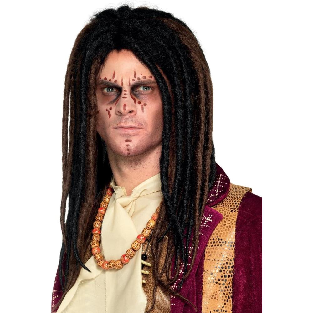 image:imageSmiffys Perruque dreadlocks de vaudou Deluxe Marron et noir HalloweenBrun Noir