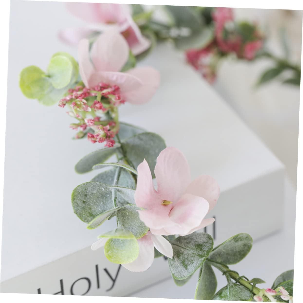image:imageVeemoon Couronne de Fianailles pour Marie Bandeau Floral lgant Eucalyptus Blanc Accessoire de Cheveux Dcoratif pour Crmonie de Mariage et vnements SpciauxRose