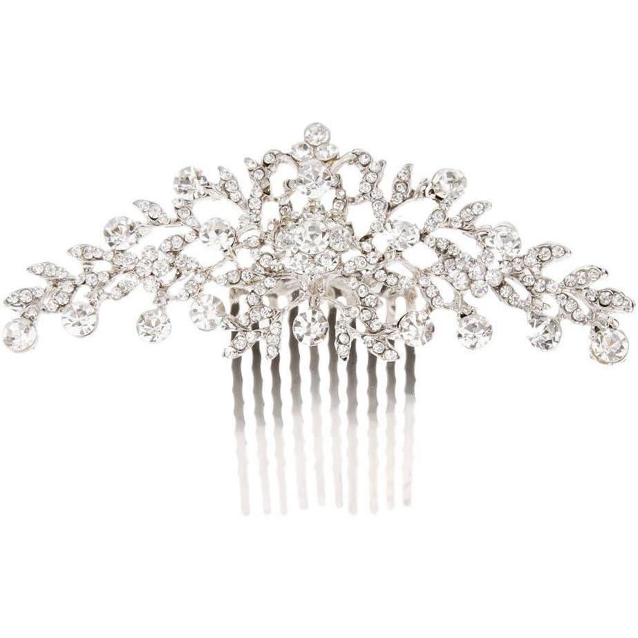 image:imageFRCOLOR Peigne Cheveux Strass Pour Mariage Avec Fleur Cristal Accessoire De Coiffure lgant Pour Femmes Dcoration De Cheveux Pour vnements Spciaux 11X45Cm