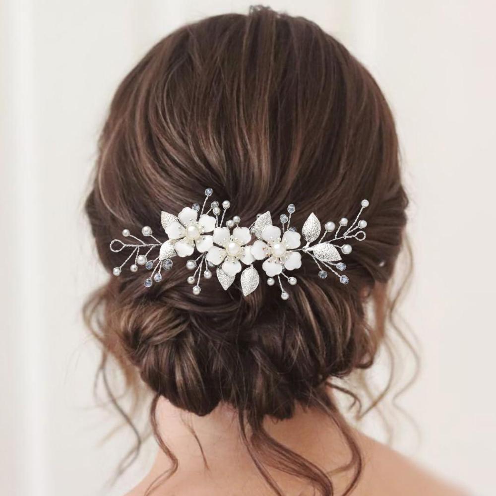 image:imageVignes de Cheveux de Mariage Fleur de Marie Pice de Cheveux en Cristal Accessoires de Cheveux de Marie pour Femmes et Filles Or RoseMarron