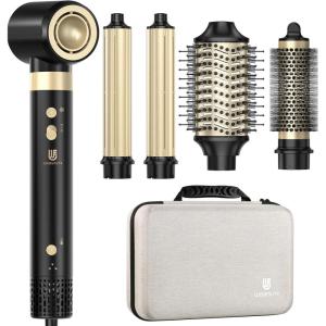 [Double Tension] Airstyler 7 en 1, Sèche Cheveux avec Brosse Soufflante, Fer à Friser Auto, Lisseur Air, Brosse Cheveux Bouclés, pour un coiffage polyvalent(6 en 1 Noir)
