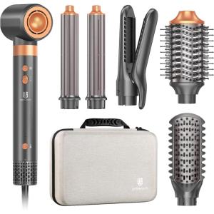 [Double Tension] Airstyler 7 en 1, Sèche Cheveux avec Brosse Soufflante, Fer à Friser Auto, Lisseur Air, Brosse Cheveux Bouclés, pour un coiffage polyvalent(7 en 1)