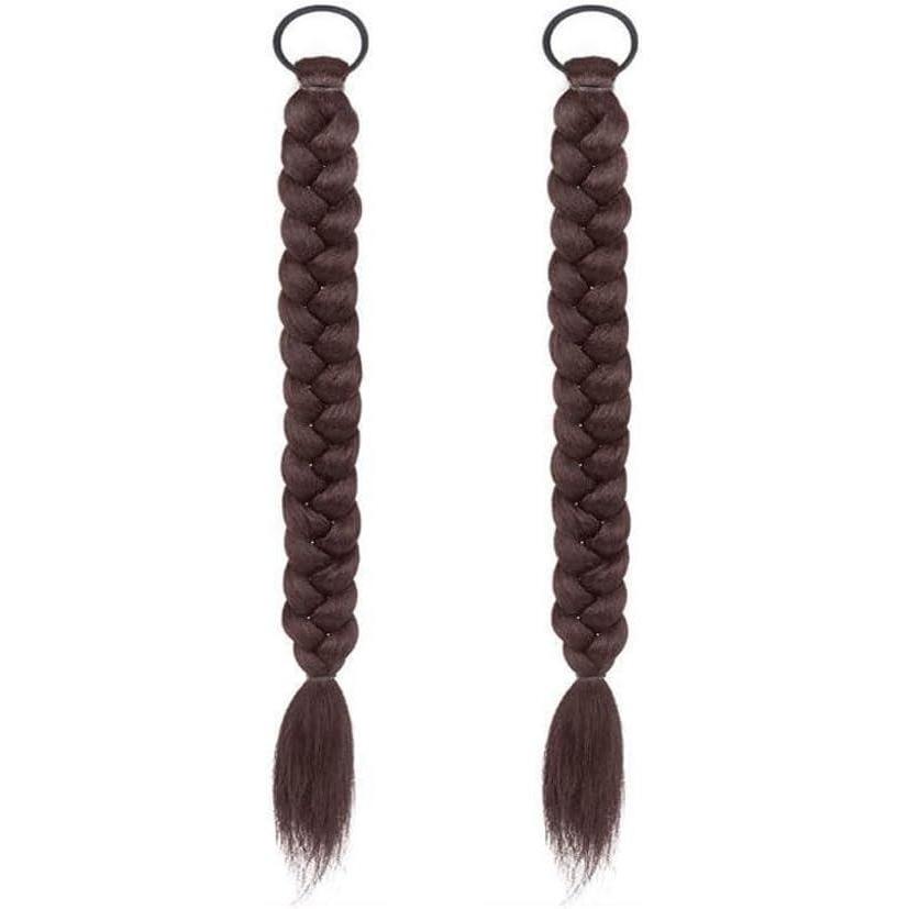 image:image2pcs tress queue de cheval extensions de cheveux avec longue queue de cheval synthtique Hair patch femmes filles Everyday Wear perruque accessoires brun fonc