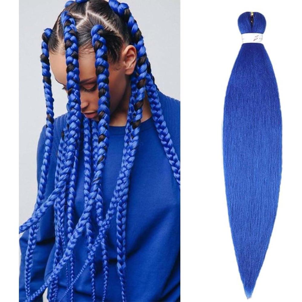image:imageRajout Cheveux Tresse Prtir Tressage Cheveux Texture Yaki Easy Braids Extensions de Cheveux Tresss 1 Paquet Synthtiques Ombre Meches de Cheveux pour Tresses Africaine NoirampampGrisBleu