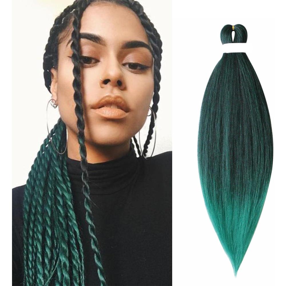 image:imageRajout Cheveux Tresse Prtir Tressage Cheveux Texture Yaki Easy Braids Extensions de Cheveux Tresss 1 Paquet Synthtiques Ombre Meches de Cheveux pour Tresses Africaine NoirampampGrisNoirVert