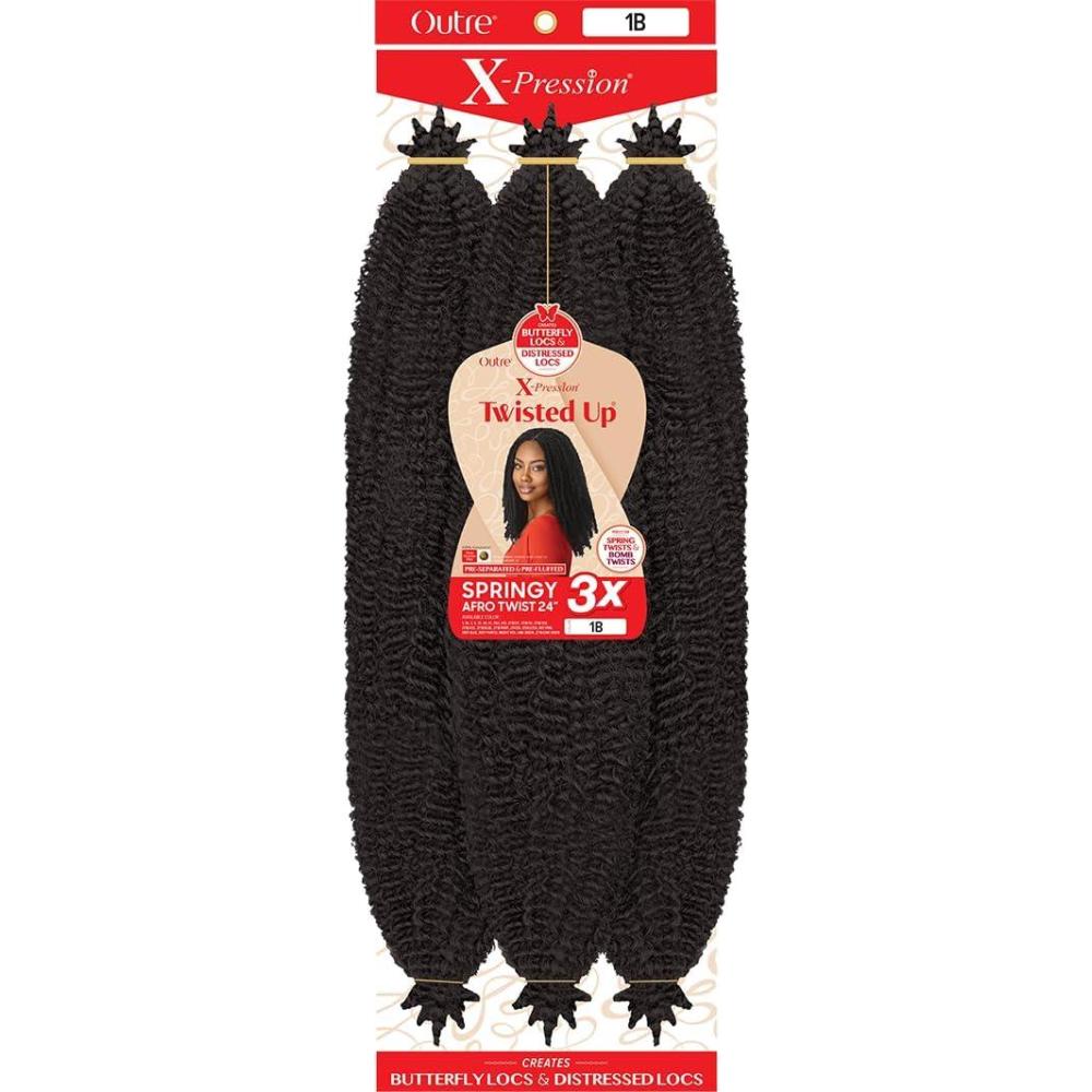 image:imageOutre xpression Lot de 3 tresses au crochet torsades Afro Twist 61 cm 1 pice 1BBrun