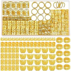 110 Pièces Bijoux Cheveux Tresse Bijoux De Cheveux Perle Cheveux Tresse Africaine Accessoire Cheveux Bijoux Réglables Pour Décorer Les Tresses Couleur Or Avec Boîte De Rangement