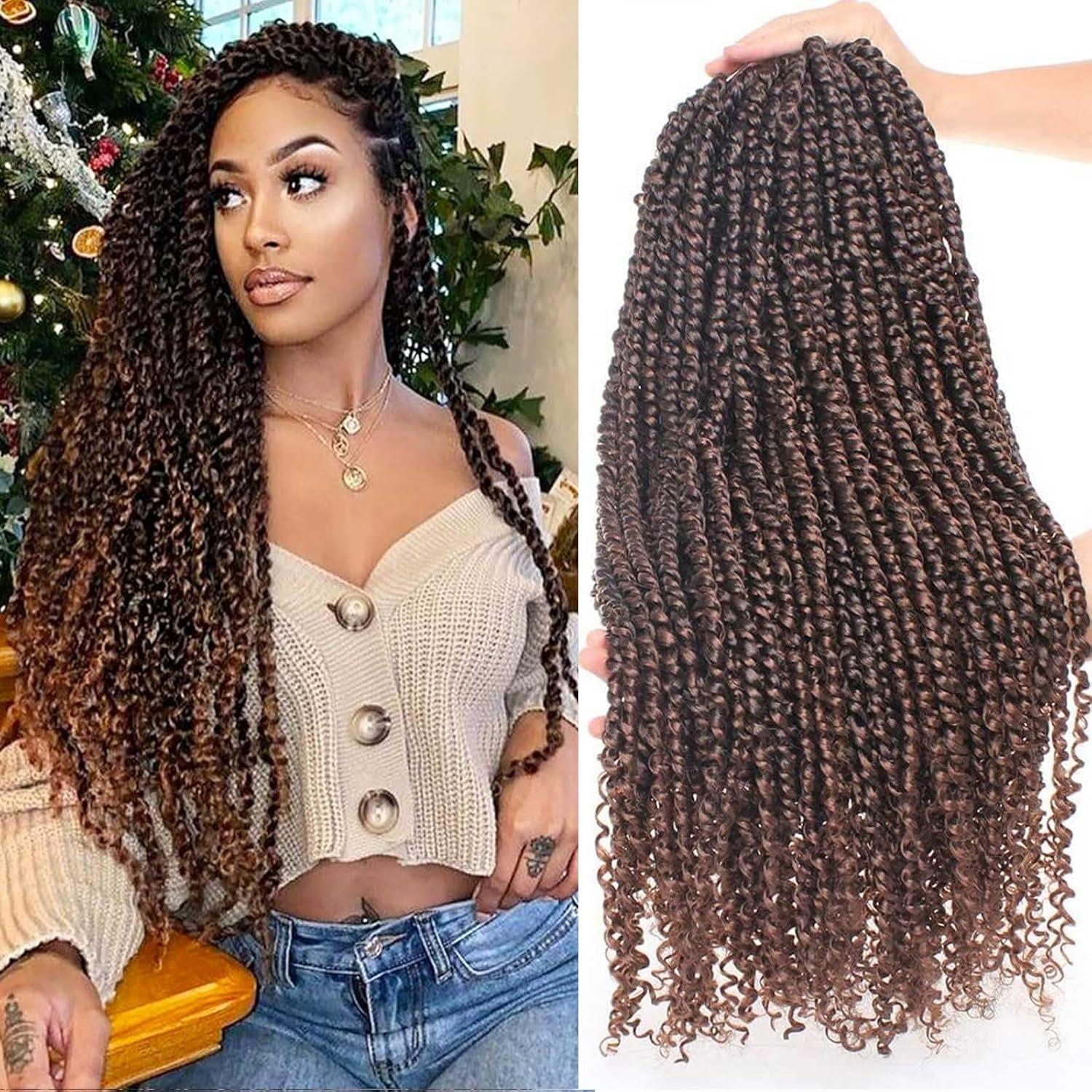 image:imageXtrend 10 pouces 8 packs Prsidette PASSION Twist Crochet Course Natural ombre Prboucle courte de passion Twists Extensions de cheveux pour les femmes 12 StrandsPack T27T30