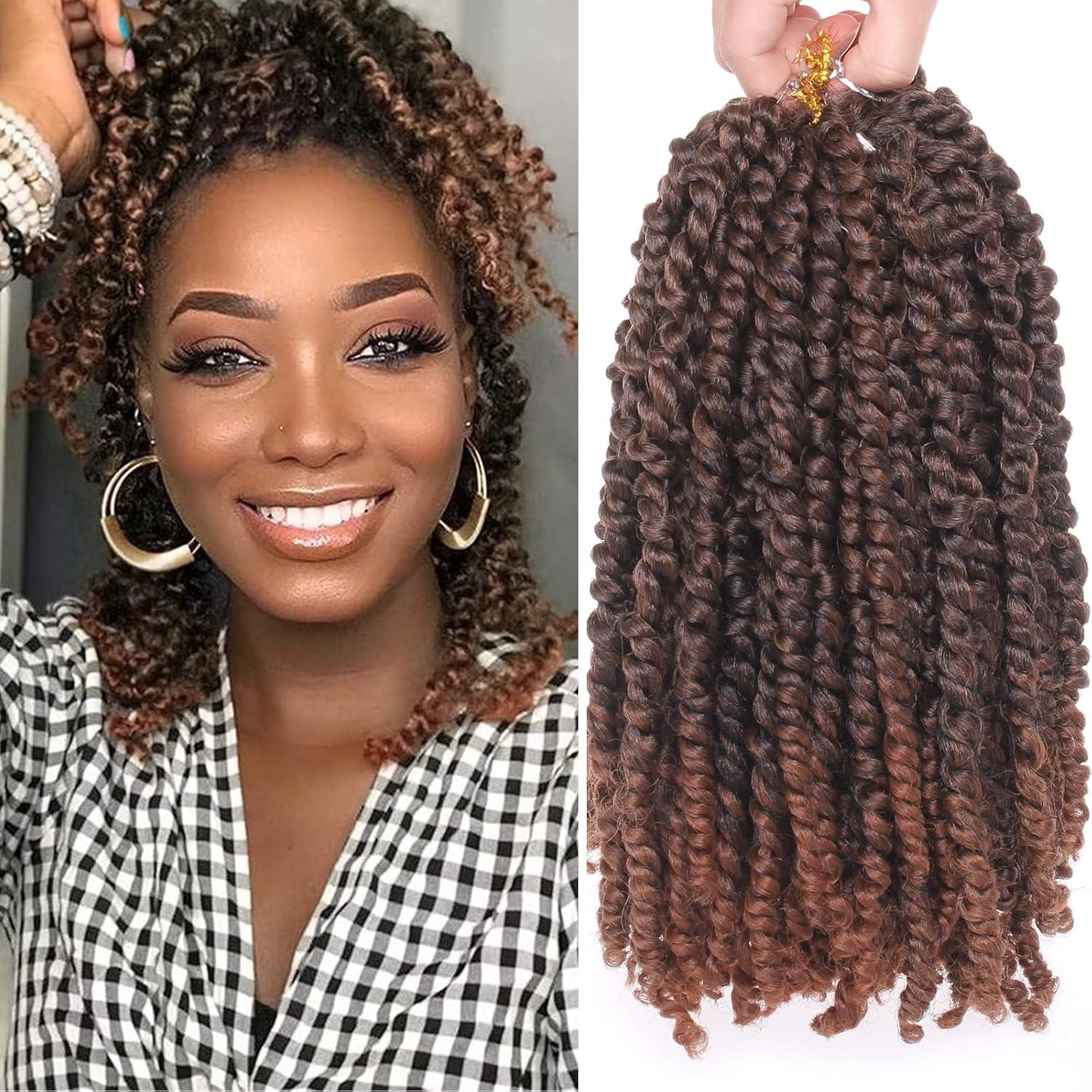 image:imageXtrend 10 pouces 8 packs Prsidette PASSION Twist Crochet Course Natural ombre Prboucle courte de passion Twists Extensions de cheveux pour les femmes 12 StrandsPack T27T30