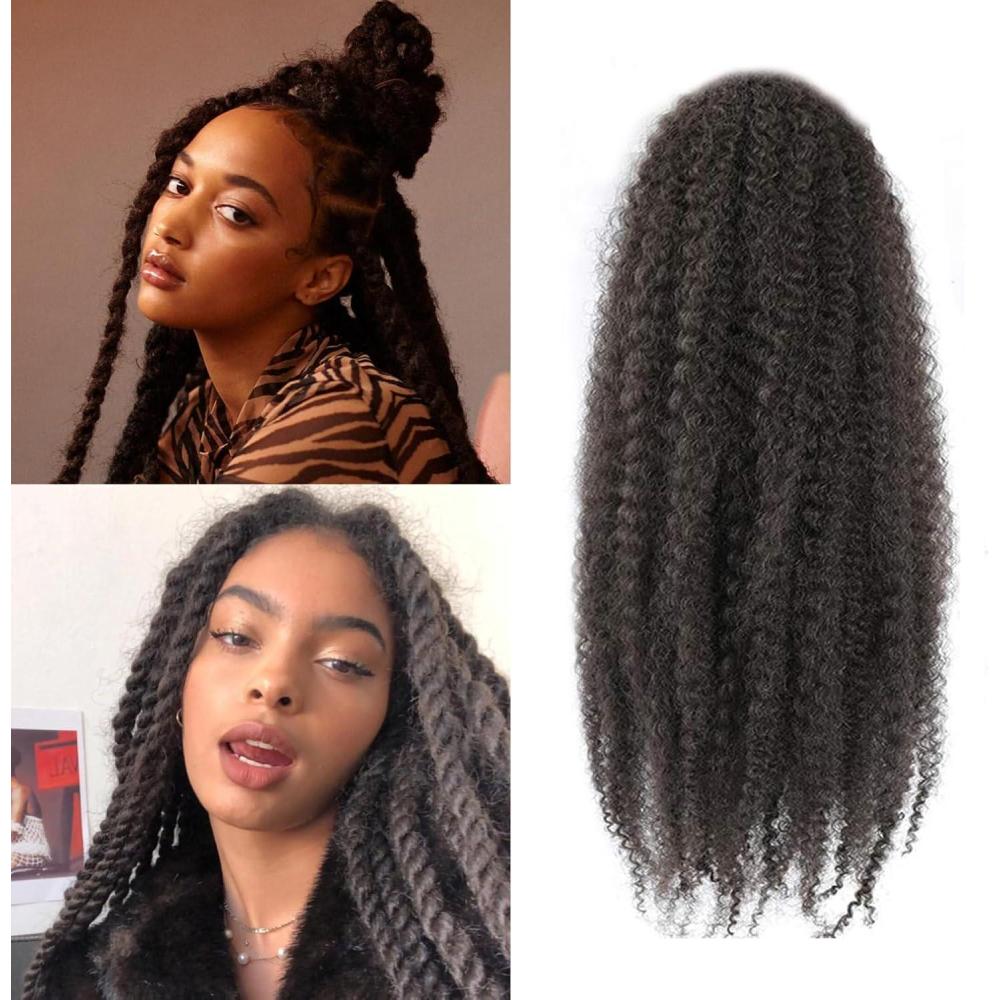 image:imageMarley Twist Braiding Hair Afro Kinky Curly Crochet Hair Long Cuban Twist Hair Extensions Synthetic Crochet Braids 1b 12inch3packs4
